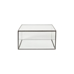 Kasse med låg i glas med sorte kanter 25 x 25 x 13 cm - Tinashjem